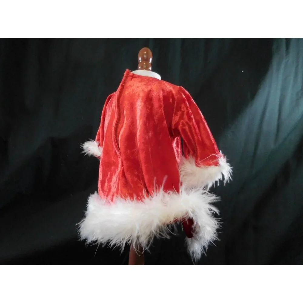 American Girl Bitty Baby red Dress White‎ flux fur trim Christmas Holiday 2000